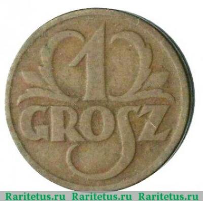 Реверс монеты 1 грош (grosz) 1933 года   Польша