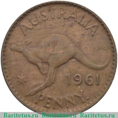 Реверс монеты 1 пенни (penny) 1961 года   Австралия