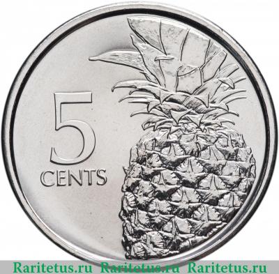 Реверс монеты 5 центов (cents) 2015 года   Багамы