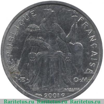 2 франка (francs) 2001 года   Французская Полинезия