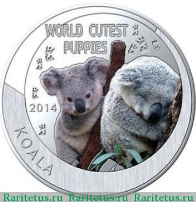 Реверс монеты 1 доллар (dollar) 2014 года  коала Ниуэ proof