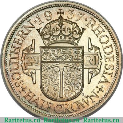 Реверс монеты 1/2 кроны (crown) 1937 года   Южная Родезия