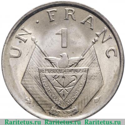 Реверс монеты 1 франк (franc) 1965 года   Руанда