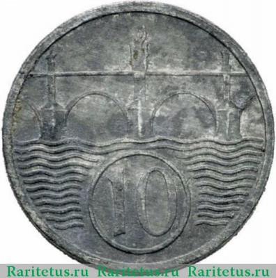 Реверс монеты 10 геллеров (haleru) 1944 года   Богемия и Моравия