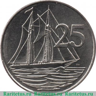 Реверс монеты 25 центов (cents) 2002 года   Каймановы острова