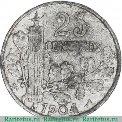 Реверс монеты 25 сантимов (centimes) 1904 года   Франция
