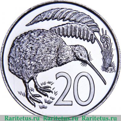 Реверс монеты 20 центов (cents) 1983 года   Новая Зеландия