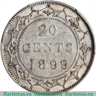 Реверс монеты 20 центов (cents) 1899 года   Ньюфаундленд