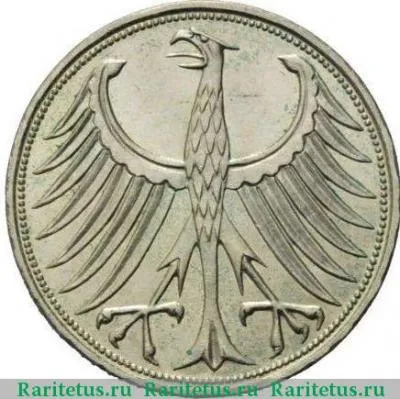5 марок (deutsche mark) 1961 года J  Германия