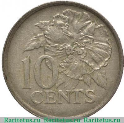 Реверс монеты 10 центов (cents) 1977 года   Тринидад и Тобаго