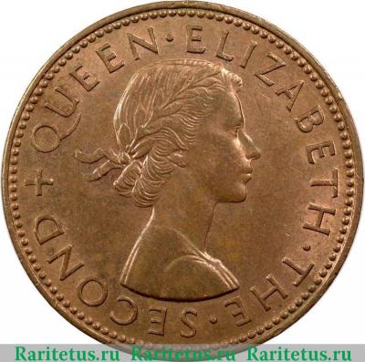 1/2 пенни (penny) 1963 года   Новая Зеландия