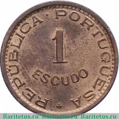 Реверс монеты 1 эскудо (escudo) 1963 года   Ангола