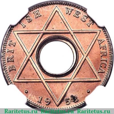 Реверс монеты 1/10 пенни (penny) 1952 года   Британская Западная Африка