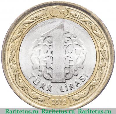 1 лира (lirasi) 2012 года  150 лет Счетной палате Турция