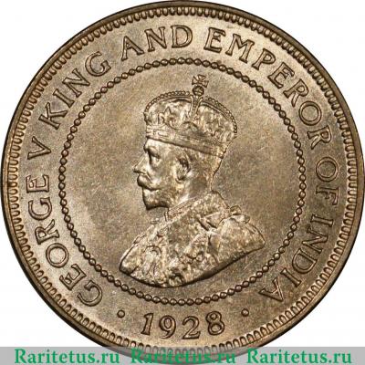 1/2 пенни (half penny) 1928 года   Ямайка