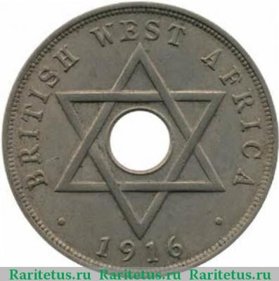 Реверс монеты 1 пенни (penny) 1916 года   Британская Западная Африка