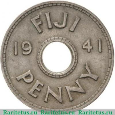 Реверс монеты 1 пенни (penny) 1941 года   Фиджи