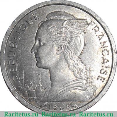 1 франк (franc) 1959 года   Французское Сомали