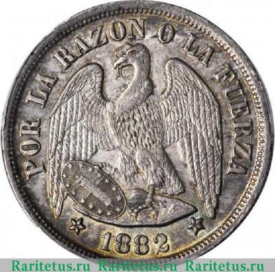 1 песо (peso) 1882 года   Чили