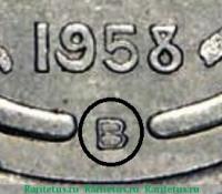 Деталь монеты 1 франк (franc) 1958 года B  Франция