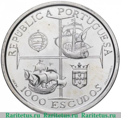 1000 эскудо (escudos) 1998 года  король Португалия