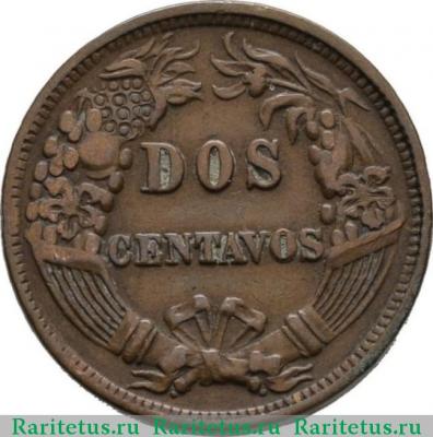 Реверс монеты 2 сентаво (centavos) 1877 года   Перу