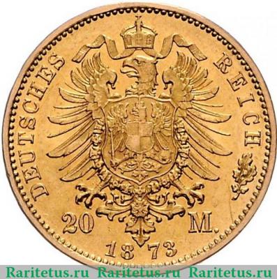 Реверс монеты 20 марок (mark) 1873 года   Германия (Империя)