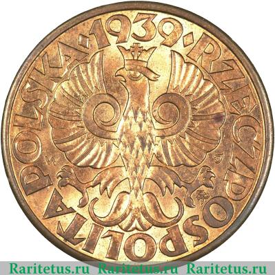 5 грошей (groszy) 1939 года  бронза Польша