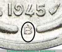 Деталь монеты 1 франк (franc) 1945 года B  Франция