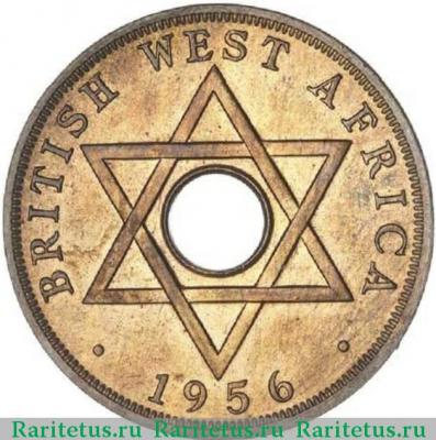 Реверс монеты 1 пенни (penny) 1956 года H  Британская Западная Африка