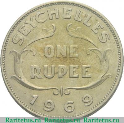 Реверс монеты 1 рупия (rupee) 1969 года   Сейшелы