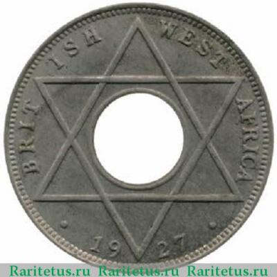 Реверс монеты 1/10 пенни (penny) 1927 года   Британская Западная Африка