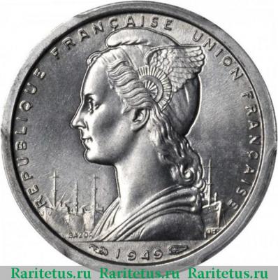 1 франк (franc) 1949 года   Французское Сомали