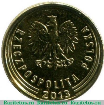 1 грош (grosz) 2013 года  надпись вокруг Польша
