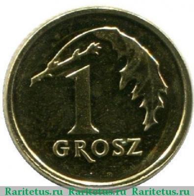 Реверс монеты 1 грош (grosz) 2013 года  надпись вокруг Польша