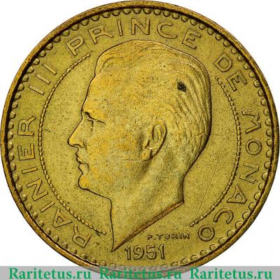 10 франков (francs) 1951 года   Монако