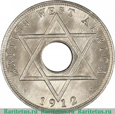 Реверс монеты 1/2 пенни (penny) 1912 года   Британская Западная Африка