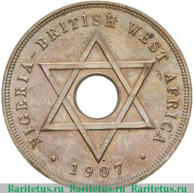 Реверс монеты 1 пенни (penny) 1907 года   Британская Западная Африка