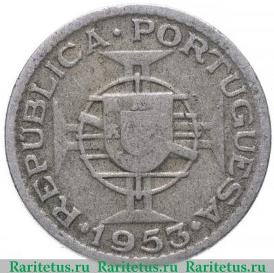 Реверс монеты 2,5 эскудо (escudos) 1953 года   Ангола