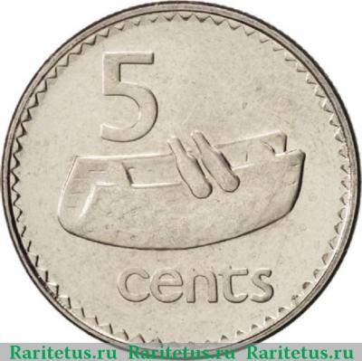 Реверс монеты 5 центов (cents) 2006 года   Фиджи
