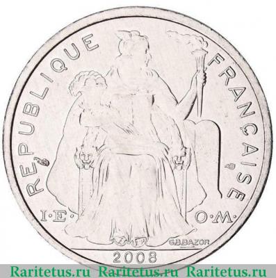 2 франка (francs) 2008 года   Новая Каледония