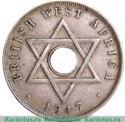 Реверс монеты 1 пенни (penny) 1947 года H  Британская Западная Африка