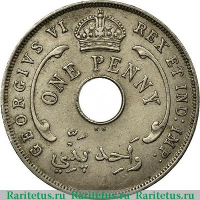 1 пенни (penny) 1946 года KN  Британская Западная Африка