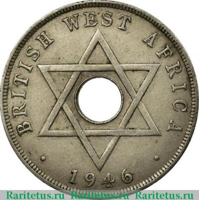 Реверс монеты 1 пенни (penny) 1946 года KN  Британская Западная Африка