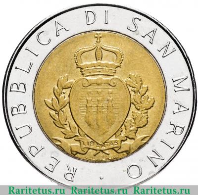 500 лир (lire) 1987 года   Сан-Марино
