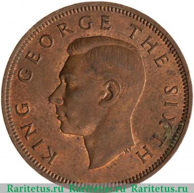 1/2 пенни (penny) 1951 года   Новая Зеландия