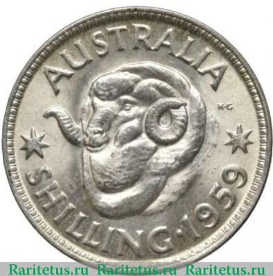 Реверс монеты 1 шиллинг (shilling) 1959 года   Австралия