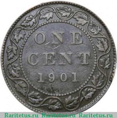 Реверс монеты 1 цент (cent) 1901 года   Канада
