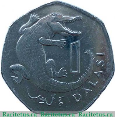 Реверс монеты 1 даласи (dalasi) 2016 года   Гамбия