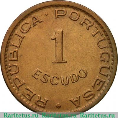 Реверс монеты 1 эскудо (escudo) 1965 года   Ангола